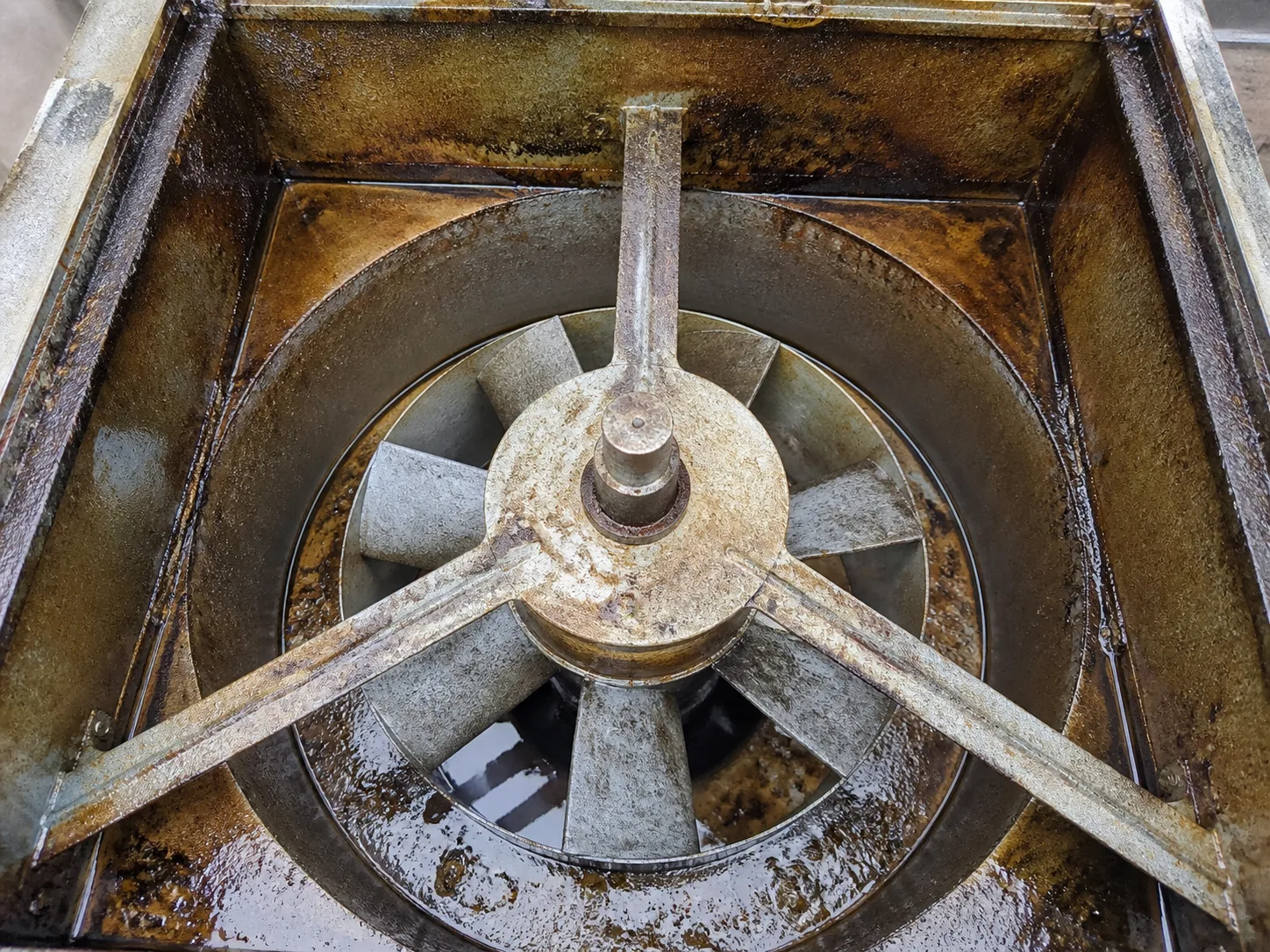 Illustrative exhaust fan before cleaning